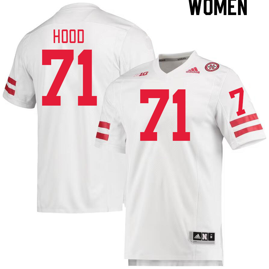 Women #71 Jacob Hood Nebraska Cornhuskers College Football Jerseys Stitched Sale-White